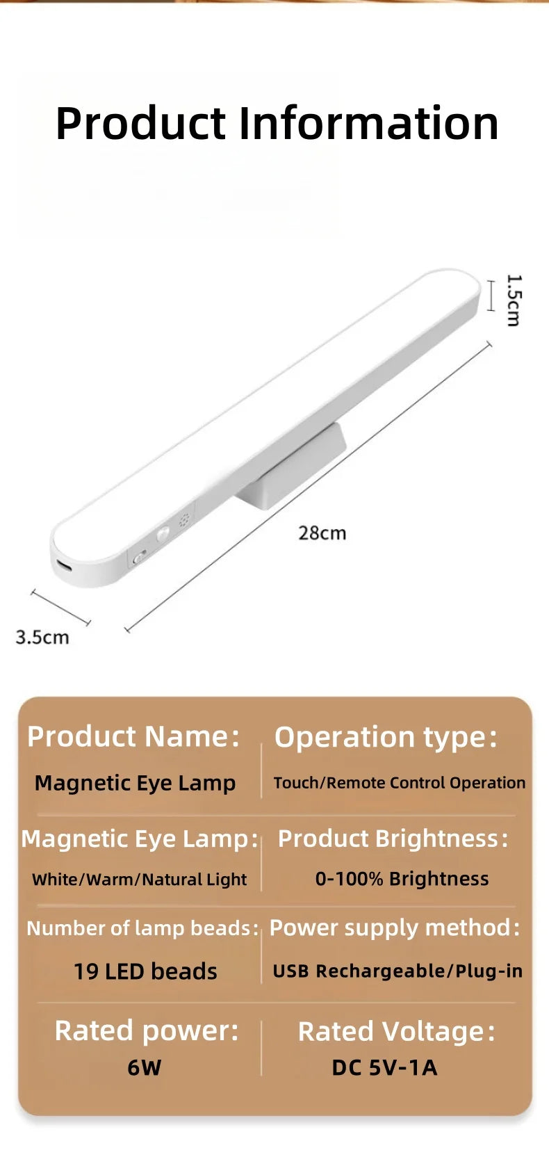 Rechargeable LED Table Lamp with Magnetic Base and Dimmable Light - Smarsty