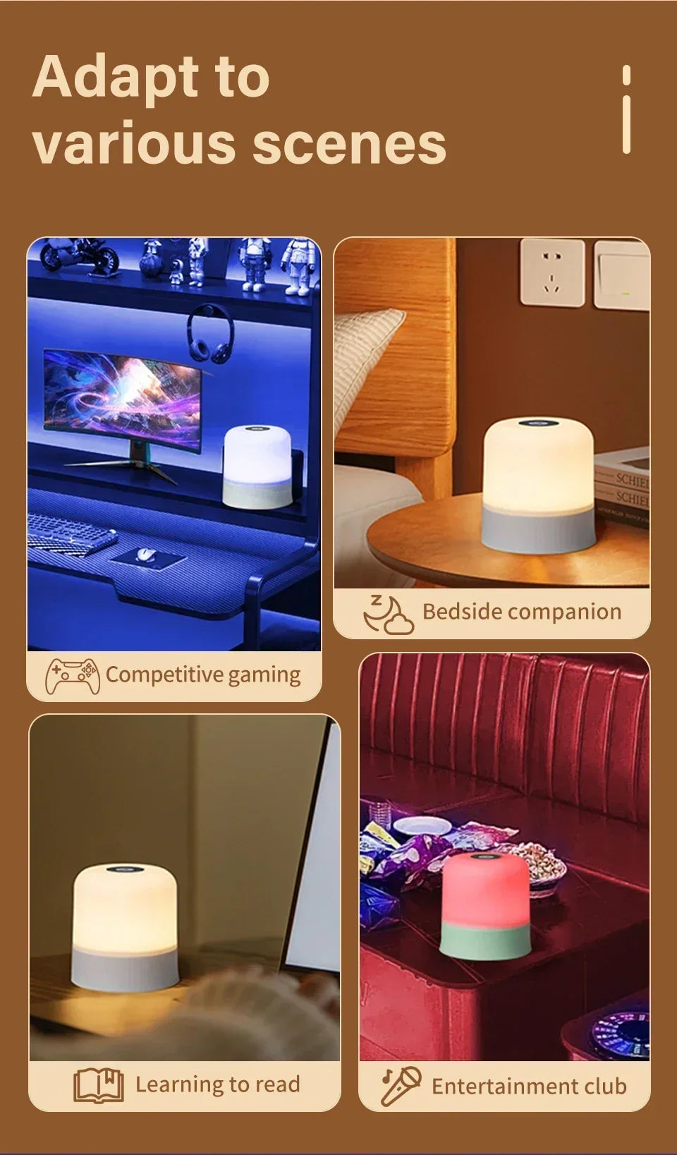 Dimmable LED Table Lamp With Remote 16 Color Options - Smarsty