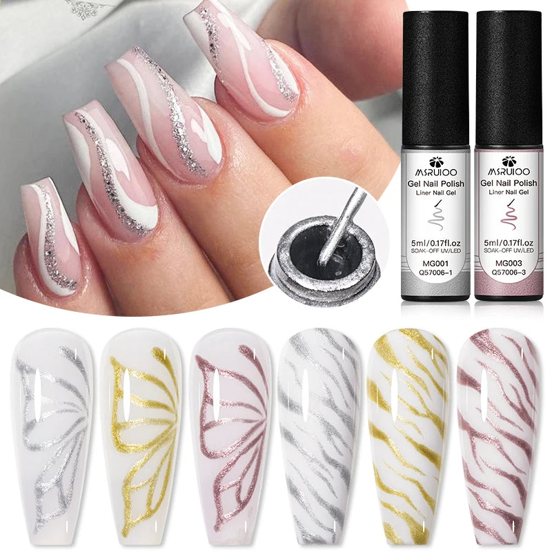 Glitter Liner Nail Gel Polish Set for Stunning Nail Art - Smarsty