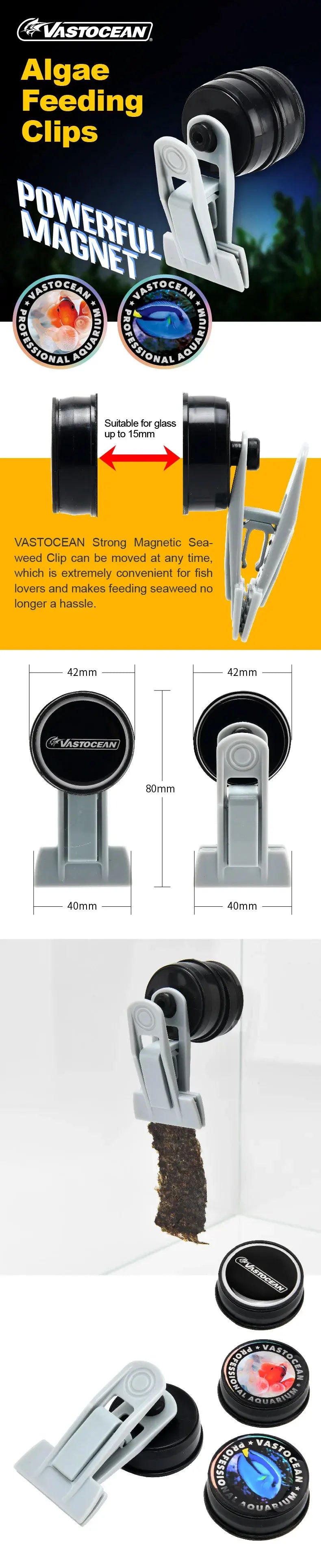 Strong Magnetic Seaweed Feeding Clip for Aquariums - Smarsty