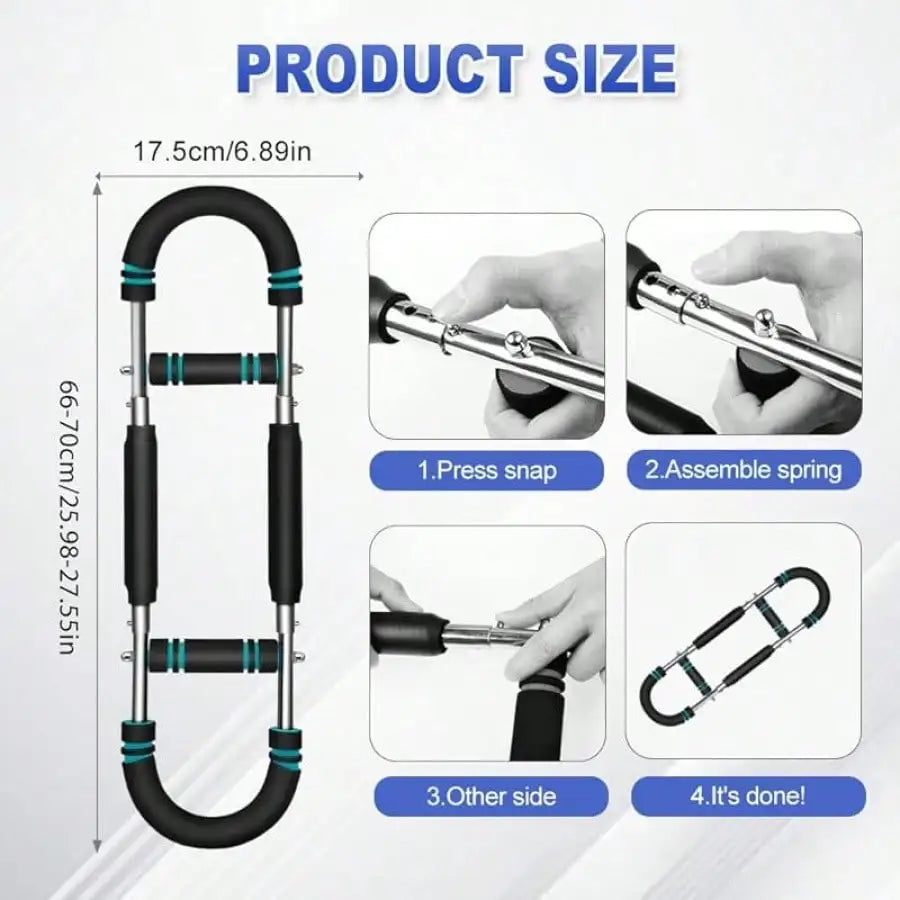 Adjustable Twister Arm Trainer Chest Exerciser, Portable Detachable Twister Bar, 44–110 lb Resistance