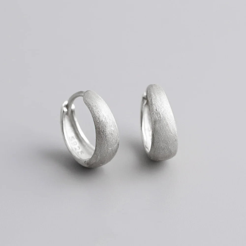 925 Sterling Silver Wide Gothic Huggies Hoop Earrings - Smarsty