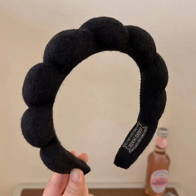 Soft Puffy Sponge Headband For Makeup Retro Terry Cloth - Smarsty