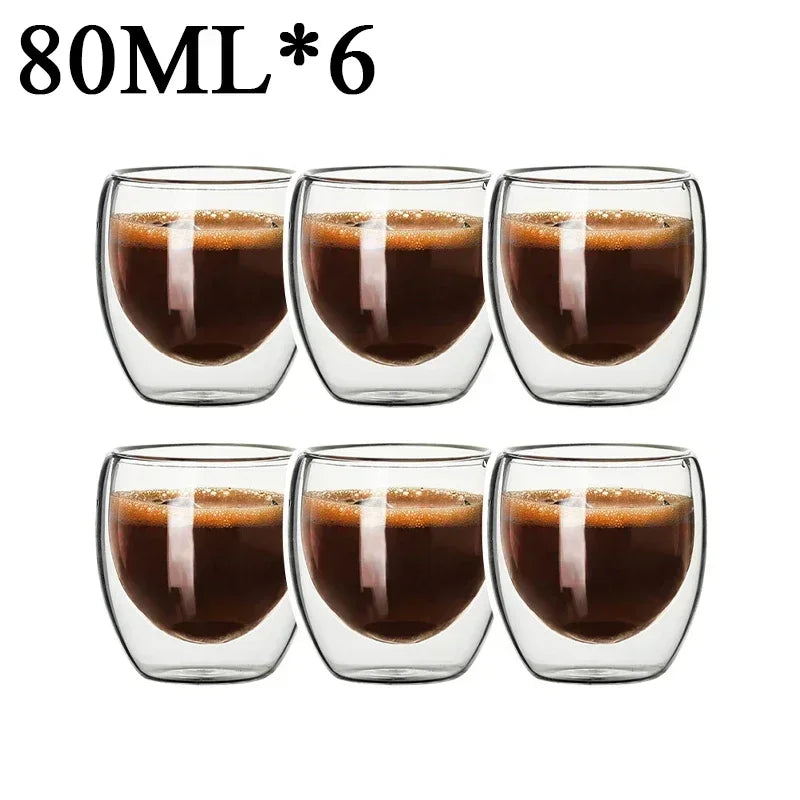 Double Wall Borosilicate Glass Mugs Set Heat Resistant - Smarsty