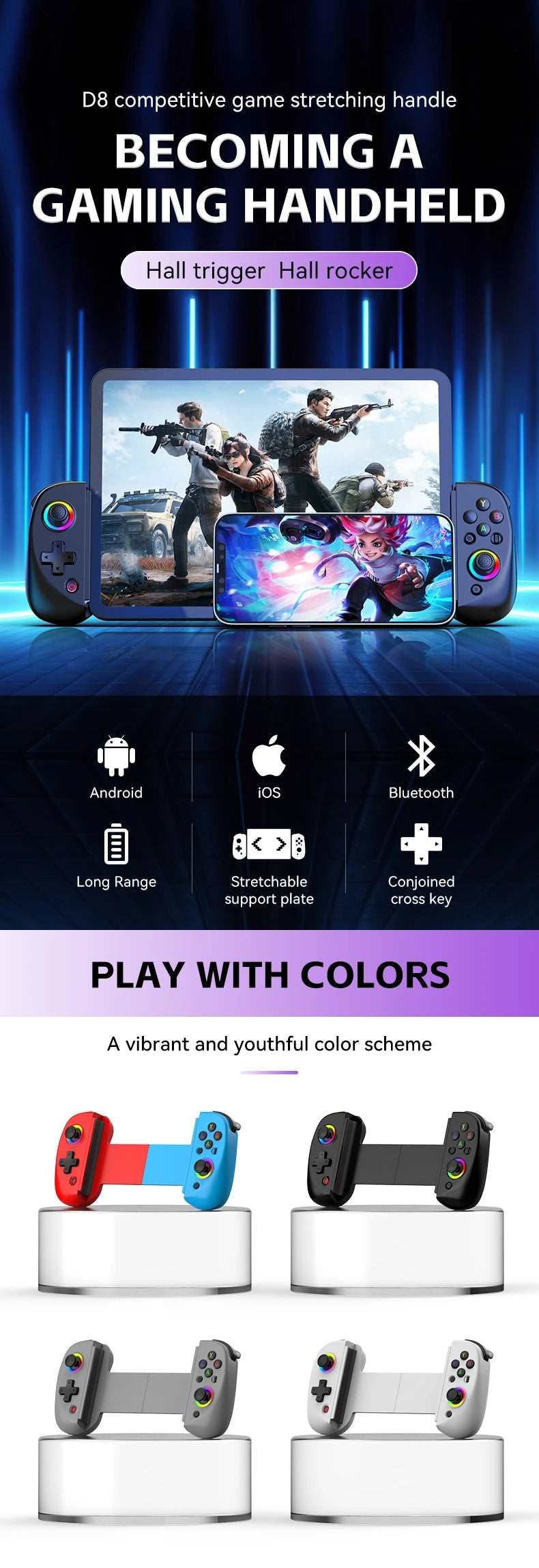 Wireless Bluetooth Game Controller for PS4 Switch Mobile - Smarsty