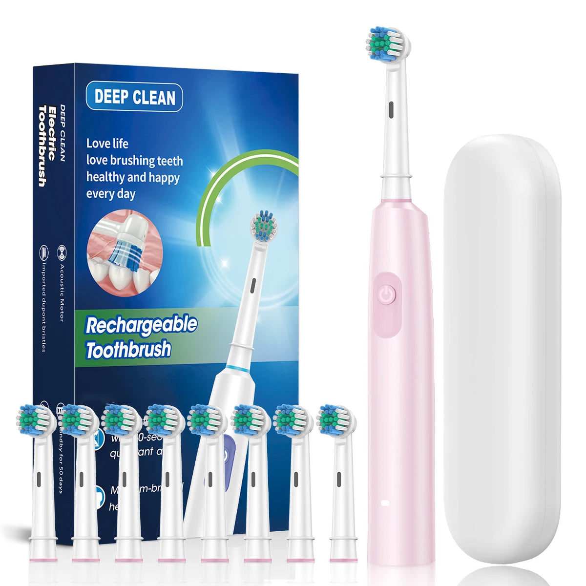 Waterproof Electric Toothbrush with 8 Heads and Timer - Smarsty