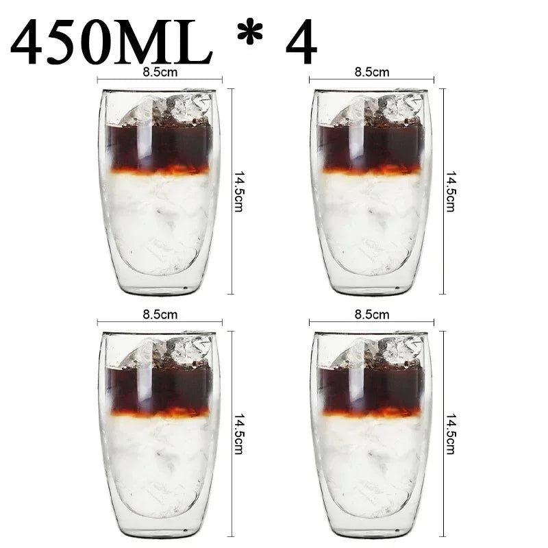 Double Wall Borosilicate Glass Mugs Set Heat Resistant - Smarsty