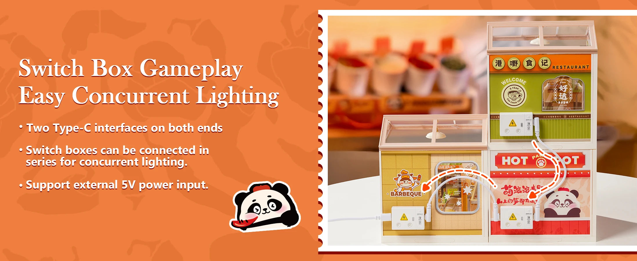 Rolife Panda Hot Pot DIY Modern Miniature Assembly Model Kit Tiny Accessories Themed Diorama For Stress Relief Kids Adults