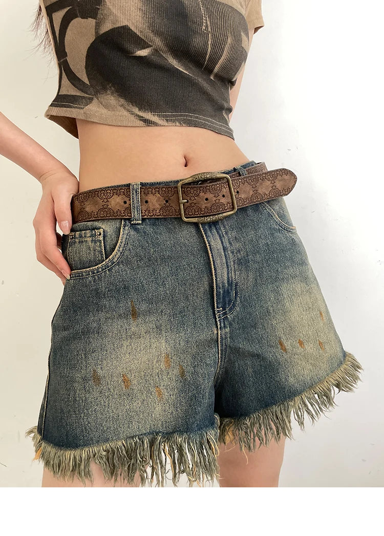 Y2K Retro Women Belt Casual PU Leather Brown - Smarsty