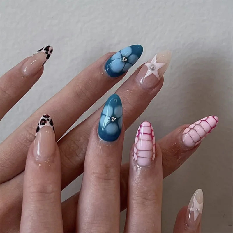 24pcs Flower Design Fake Nail Tips Full Cover - Smarsty