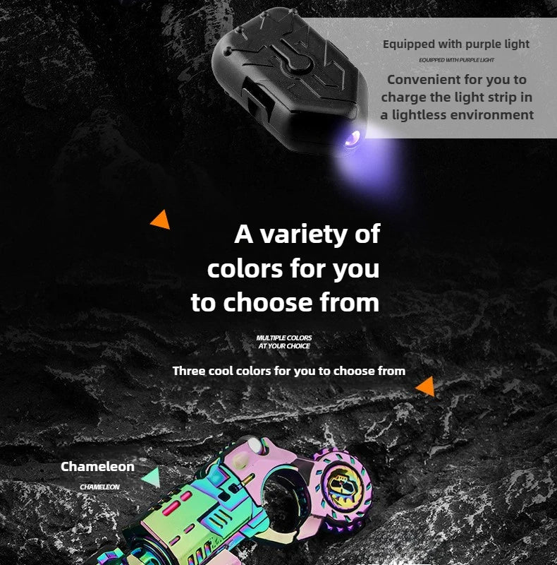 Shell-Ejecting Alloy Toy Pistol Set Stress Relief Fidget Sensory Toy Mini Finger Spinning Top EDC Desk Gadget Gift for Teen Boys - Smarsty