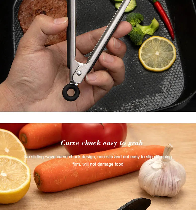 Black Silicone Food Tongs for Easy Cooking and Grilling - Smarsty