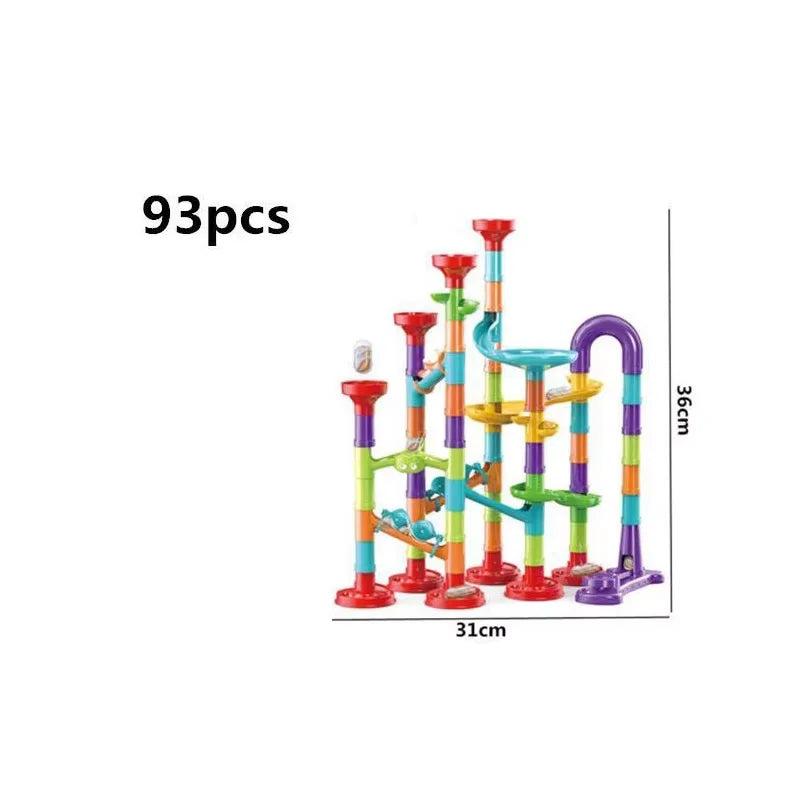 Marble Run Race Track Building Blocks Kids 3D Maze Ball Roll Toy DIY Marble Run Race Coaster Set 80/105/109/133pc Christmas Gift - Smarsty