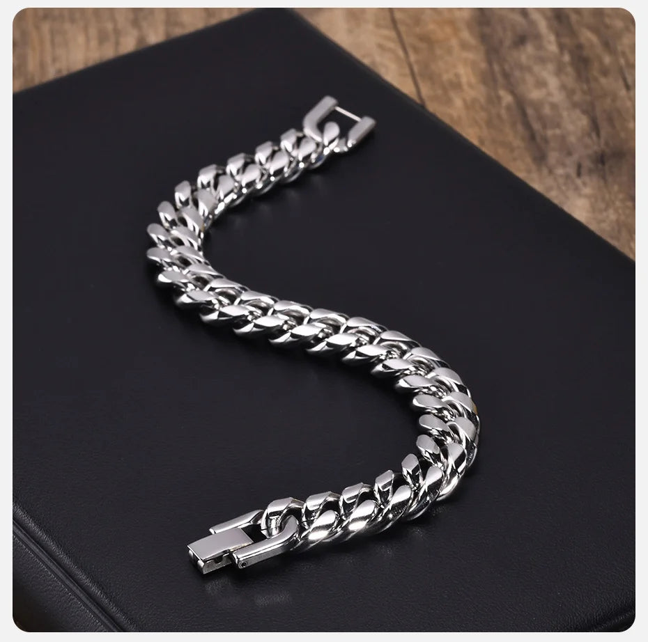 Vnox Stainless Steel Cuban Chain Bracelet for Men Women - Smarsty