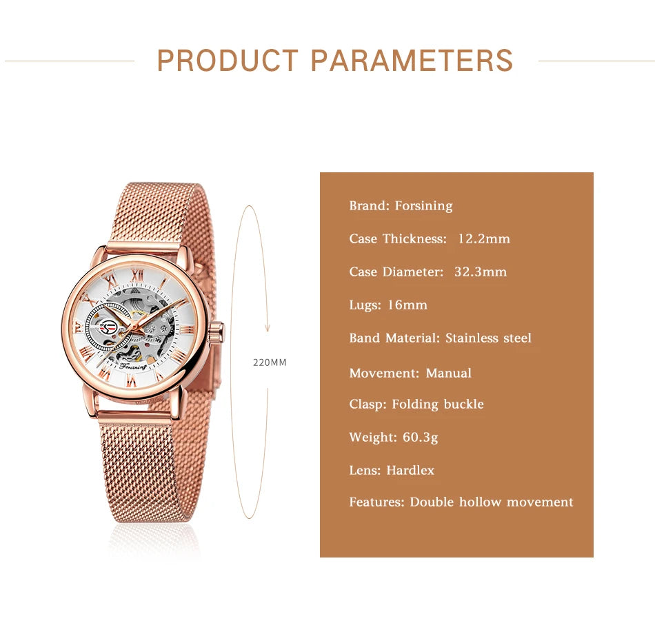Luxury Skeleton Mechanical Women's Watch Stainless Steel - Smarsty