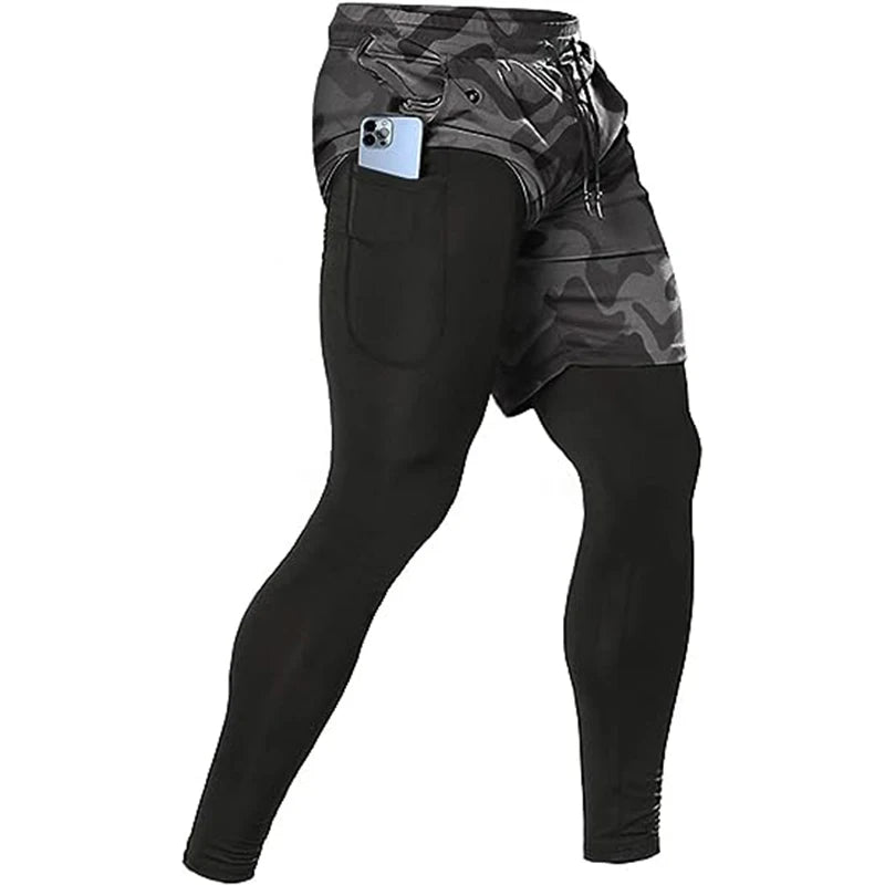 Men's Sport Pants 2 in1 Training Athletic Tracksuits Sportswear Workout Male Jogging Trousers Gym Fitness Running Pants Men - Smarsty