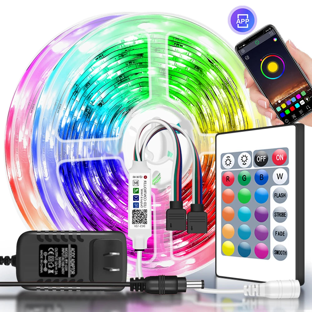 Led Lights for Bedroom 5050 RGB Strip Music Sync Color Changing With Remote and App Control Strips Room Home TV Party Decoration