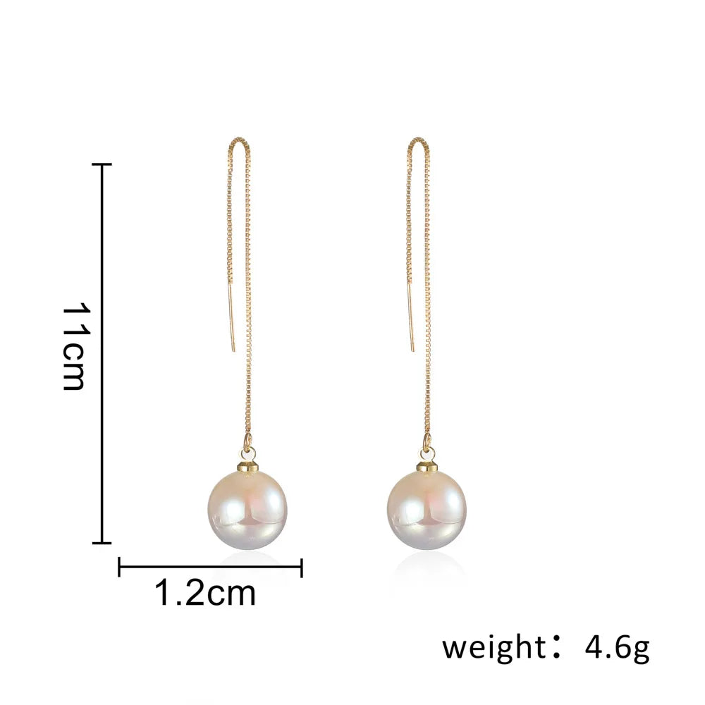 Pearl Long Earrings With Rhinestones For Wedding Fashion - Smarsty