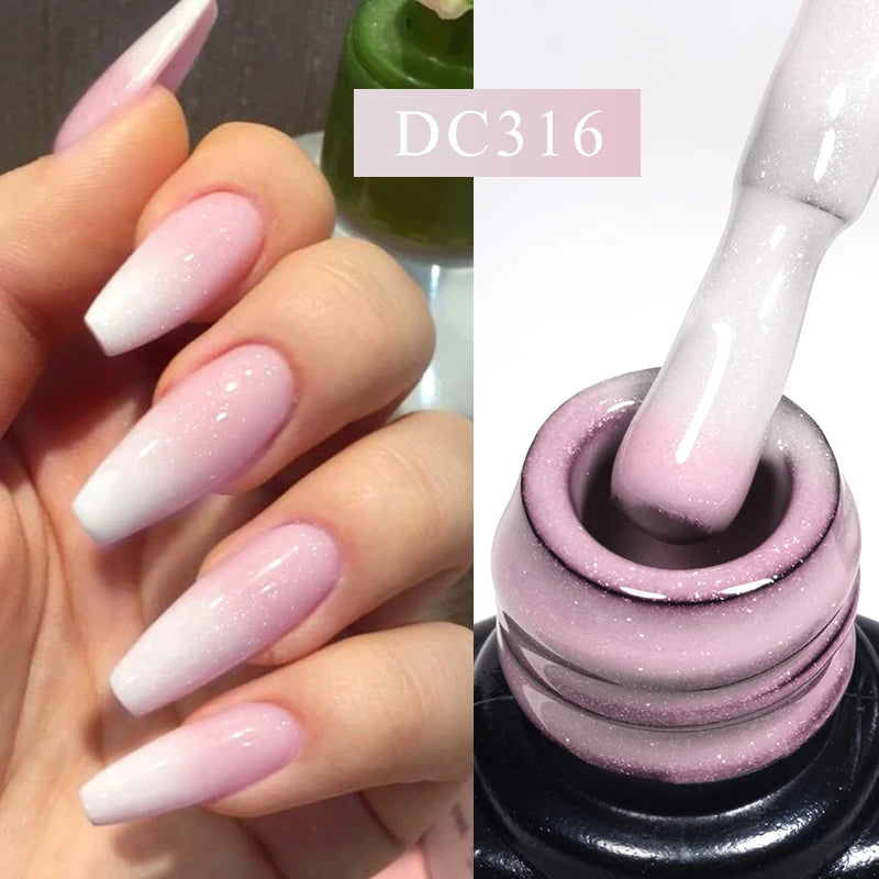 Auroras Thermal Rubber Base Gel Nail Polish Long Lasting Glitter - Smarsty