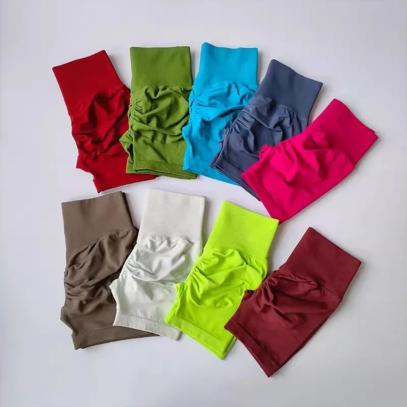 Summer High-Waist Women's Yoga Shorts Breathable Fitness Butt Lift Sports Running Shorts Cycling Push-Up Workout Gym Shorts - Smarsty