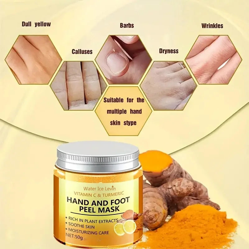 Vitamin c and turmeric hand wax mask for hands and feet, smoothing skin, gently cleansing hand mask, illuminating hand skin - Smarsty