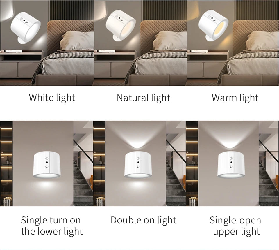 LED Wall Sconces with Touch Control and 360 Rotation - Smarsty