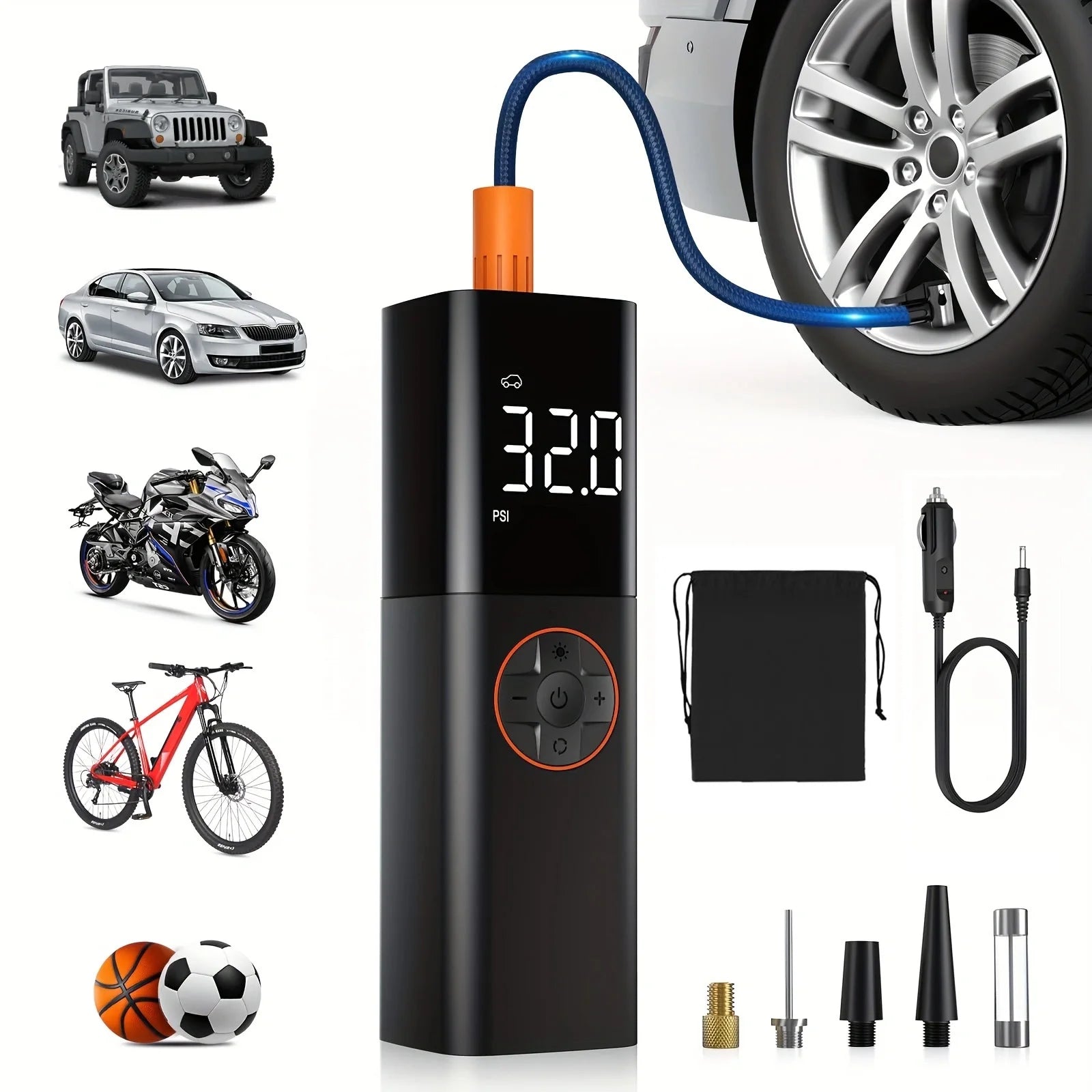 Tire Inflator Portable Air Compressor, DC 12V Small Air Pump for Car Tires, 150PSI Electric Tire Pump
