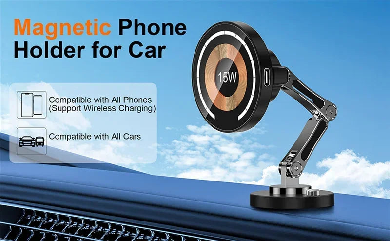 Magnetic Car Wireless Charger Mount With Fast 15W Charging - Smarsty