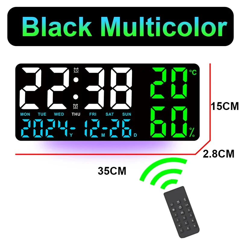 Digital Wall Clock with Remote Control and Humidity Display - Smarsty