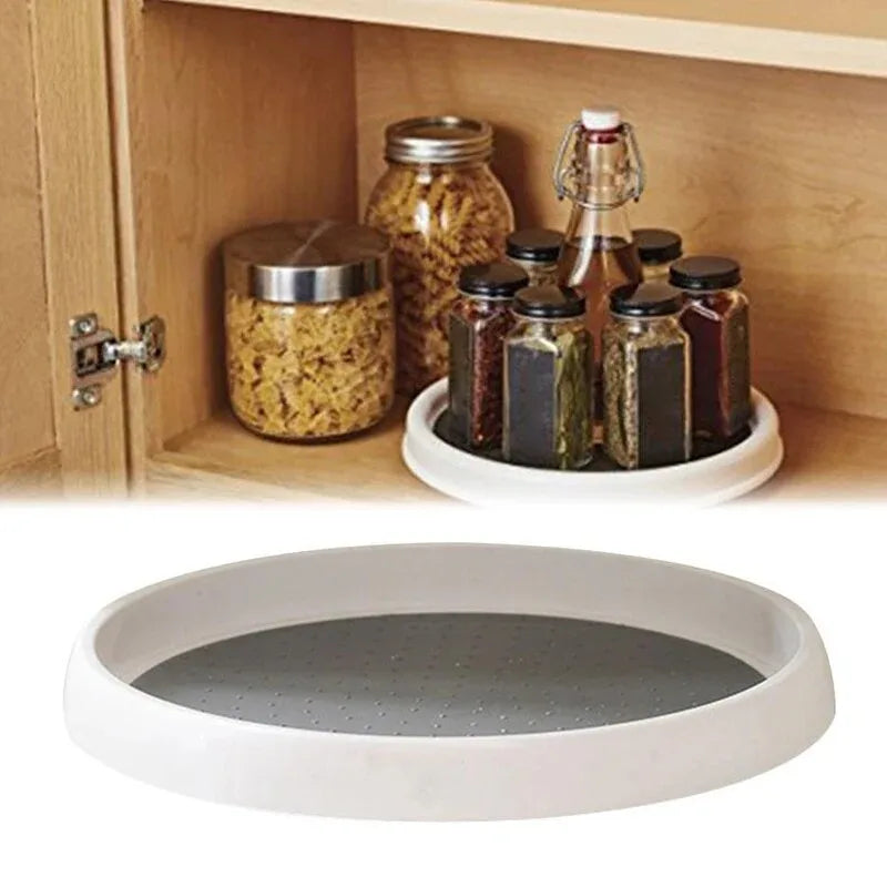 360 Degree Rotating Spice Organizer Non-Slip Turntable Shelf Storage Tray for Kitchen Cabinet Condiment Pantry Space Saver by Smarsty