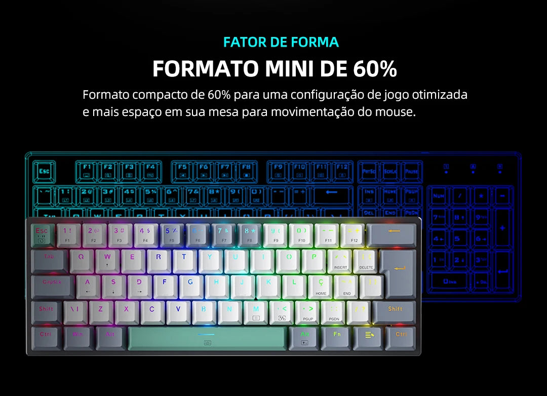 60 Percent Mechanical Keyboard With RGB Colorful Backlight