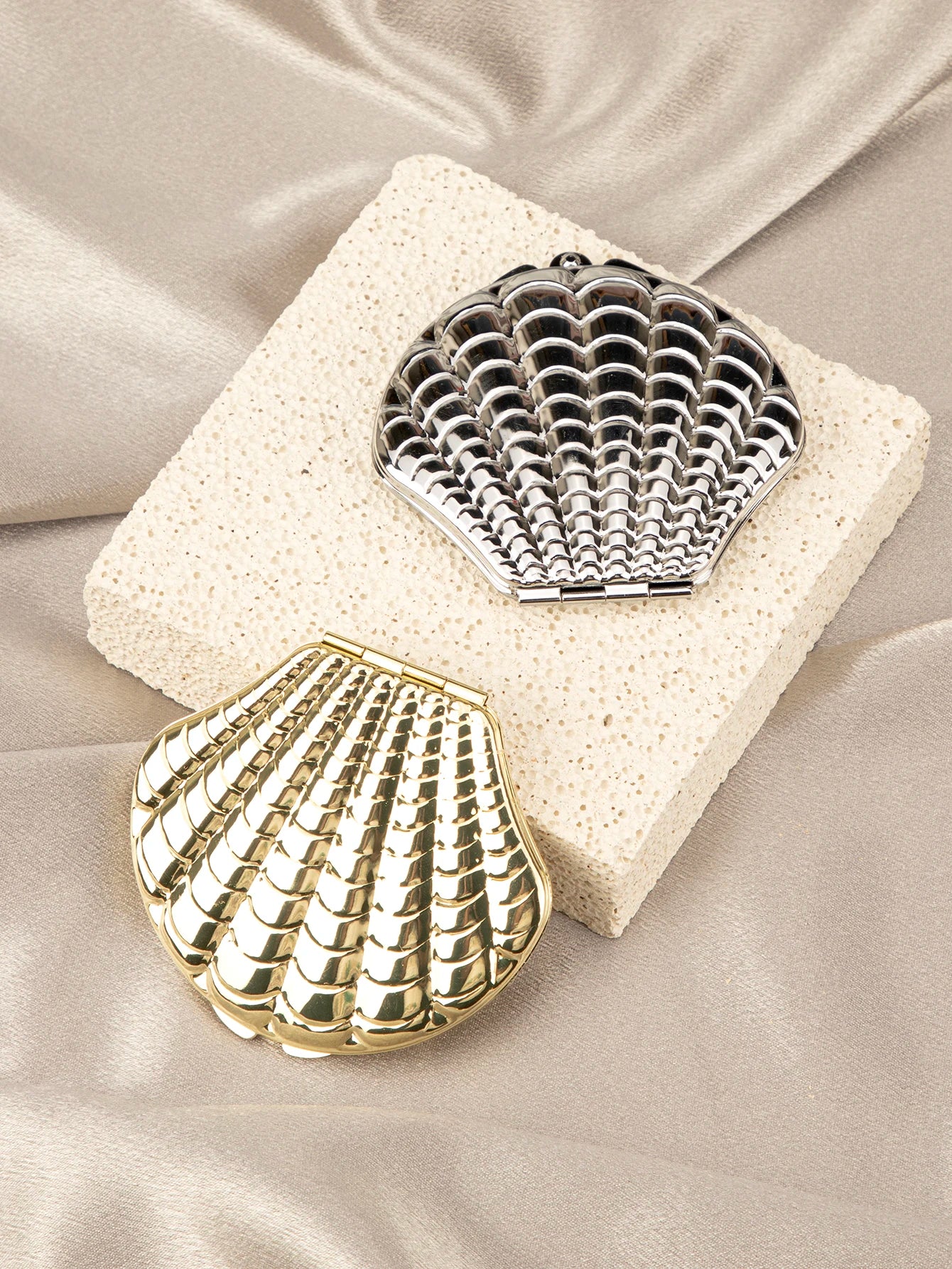 Golden Shell Double Sided Makeup Mirror Elegant Design - Smarsty