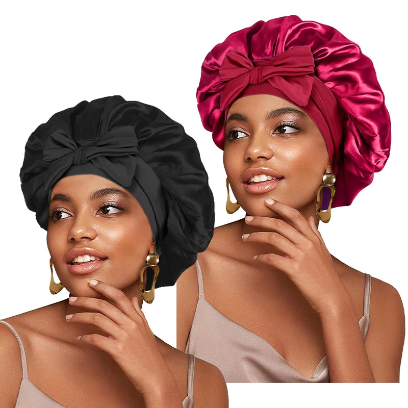 Adjustable Satin Sleeping Hat Elastic Tie For Hair Care - Smarsty