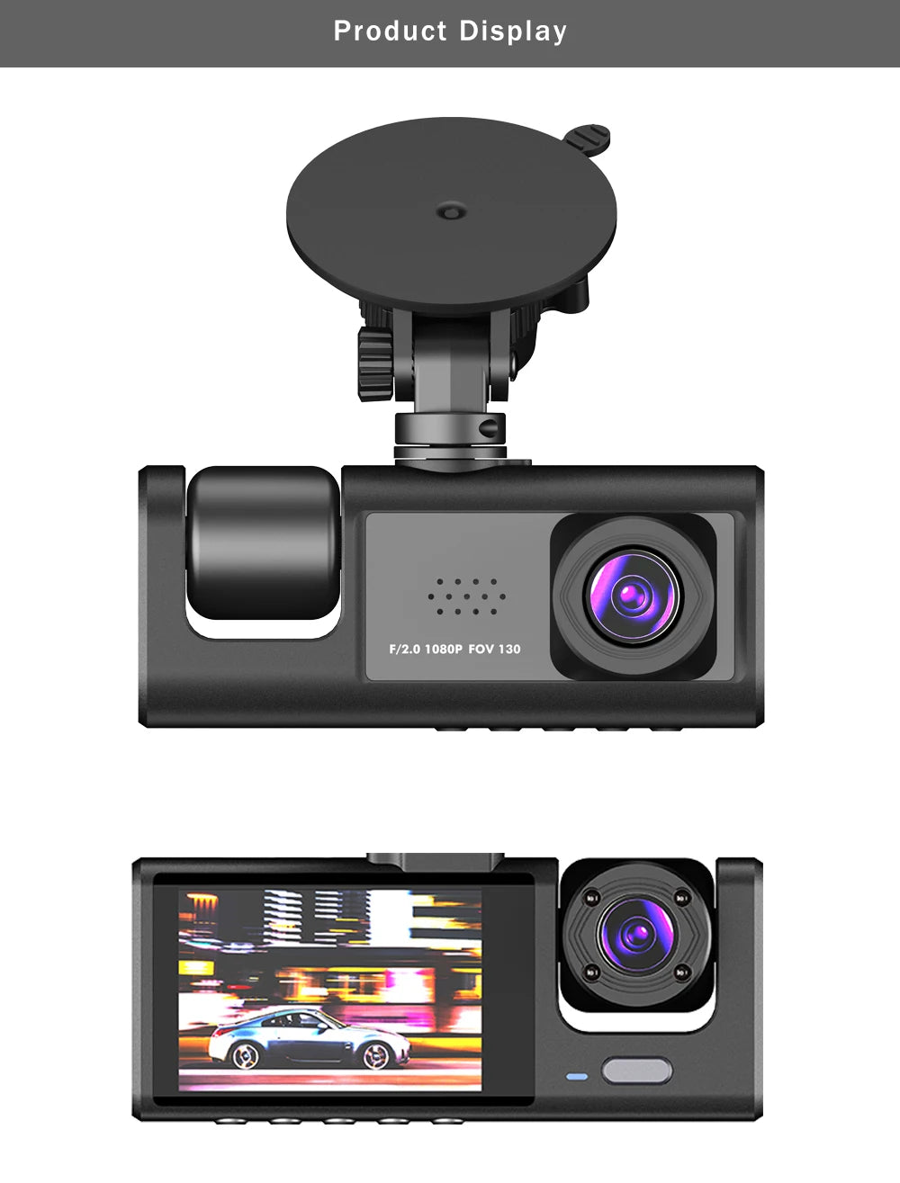 Three Channel Dash Cam 1080P With Three Lenses For Cars - Smarsty