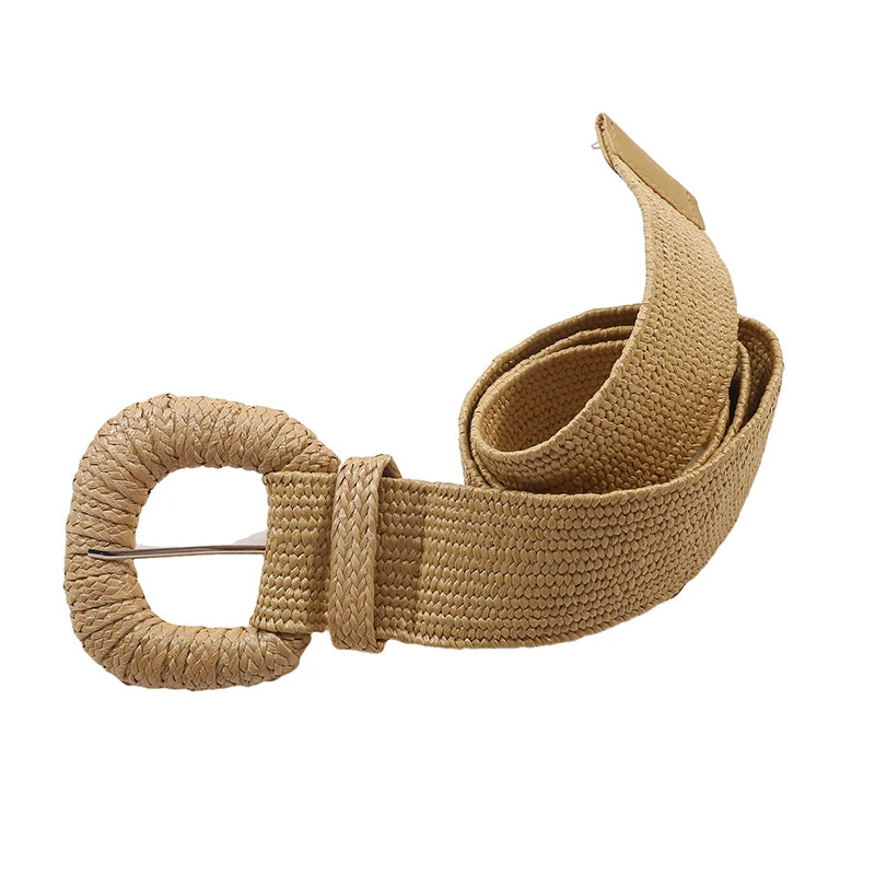 Retro Women Braided Wide Pin Buckle Belt Summer Fashion - Smarsty