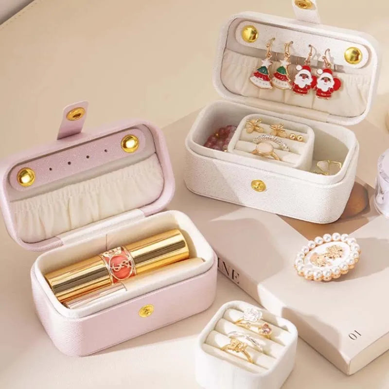 Portable Minimalist Pu Leather Jewelry Box for Travel - Smarsty