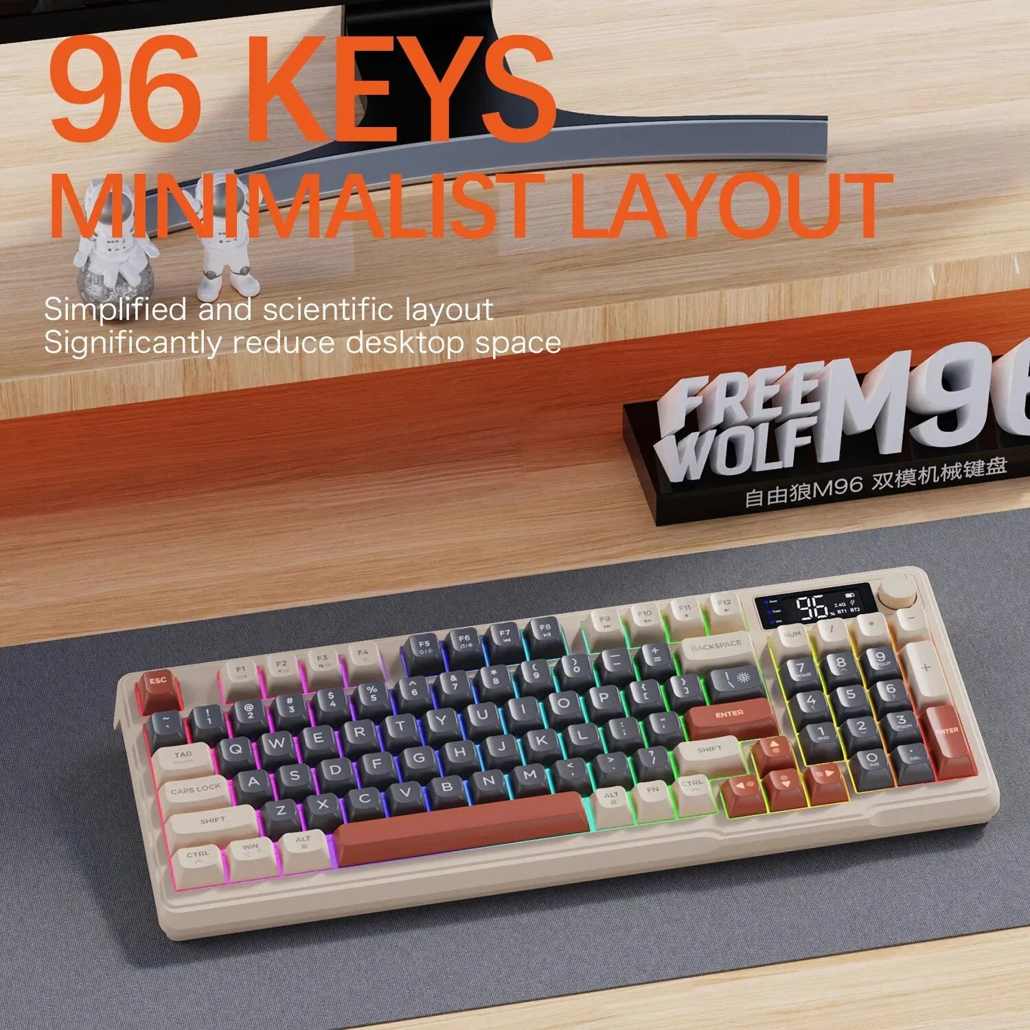 Wireless Keyboard With Screen Bluetooth Multi Device Linking