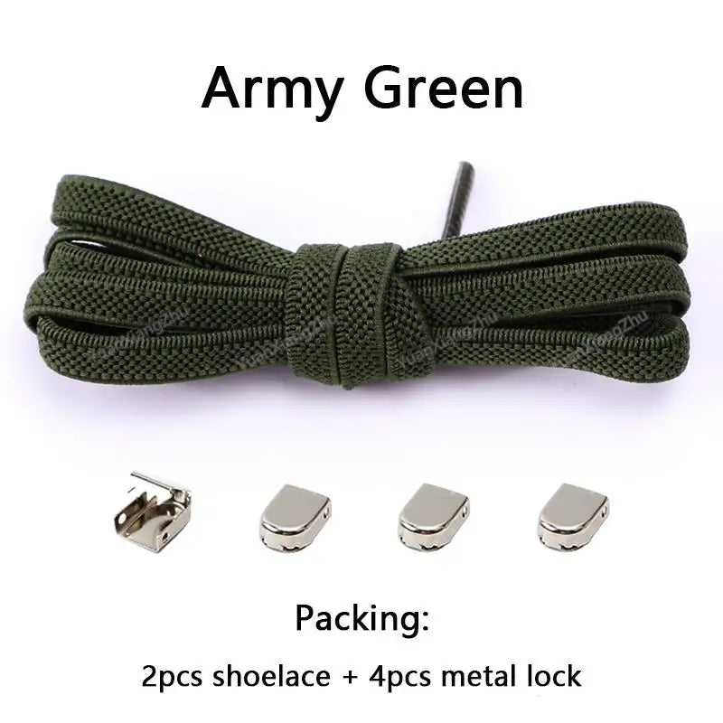 No tie Shoe laces Elastic laces Sneakers Flat Shoelaces without ties Quick Shoelace for Shoes Kids Adult One Size fits All Shoes - Smarsty