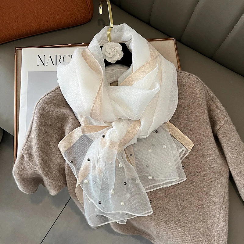 Luxury Women Silk Scarf Lightweight Summer Shawl - Smarsty