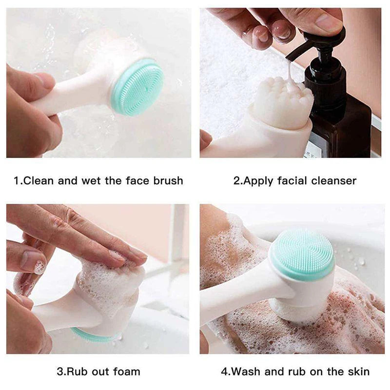 3D Double Sided Silicone Facial Cleansing Brush - Smarsty