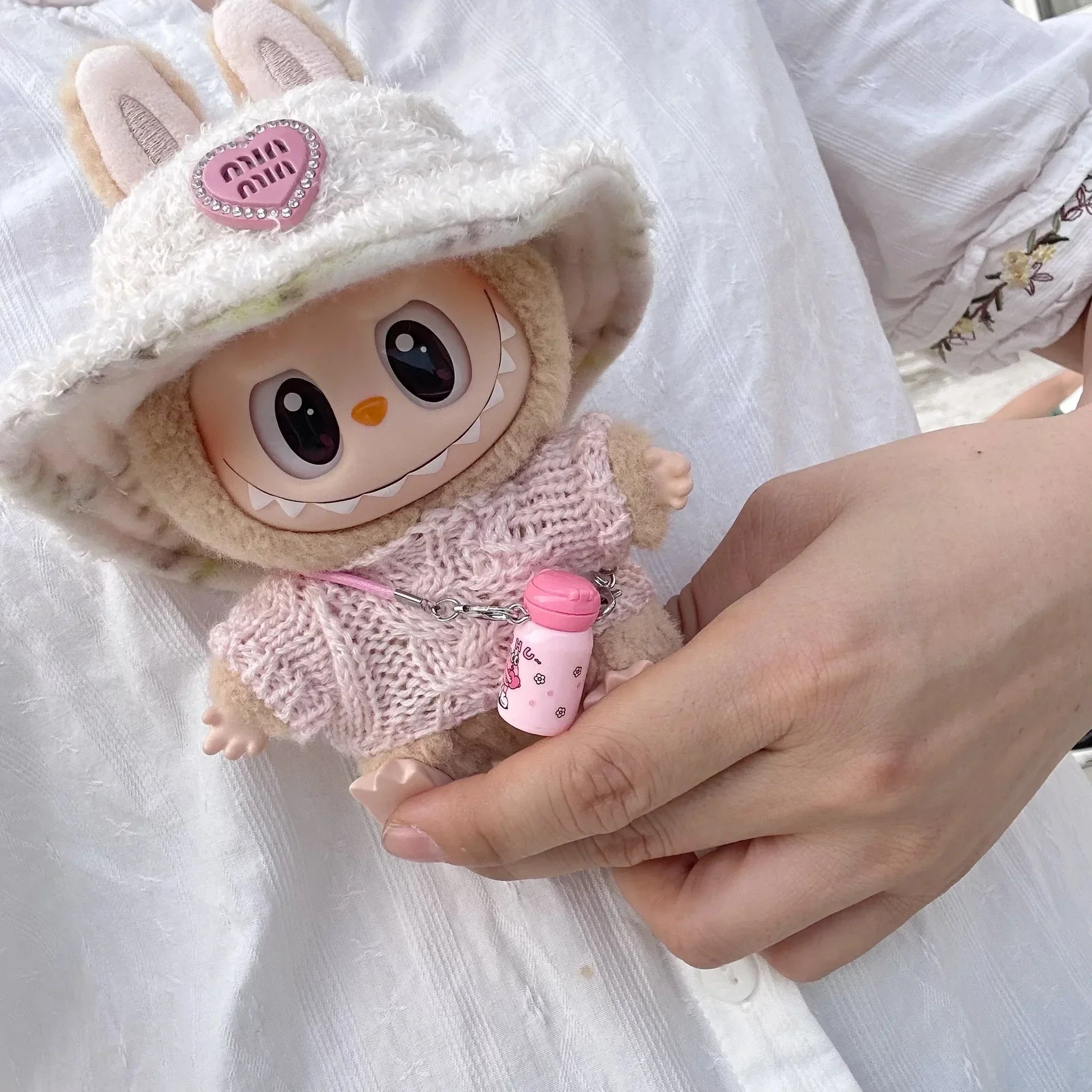 6.69inch labubu Doll Clothes for buLabu with 3 Outfits - Hat & Sweaters & Pendant(No doll)