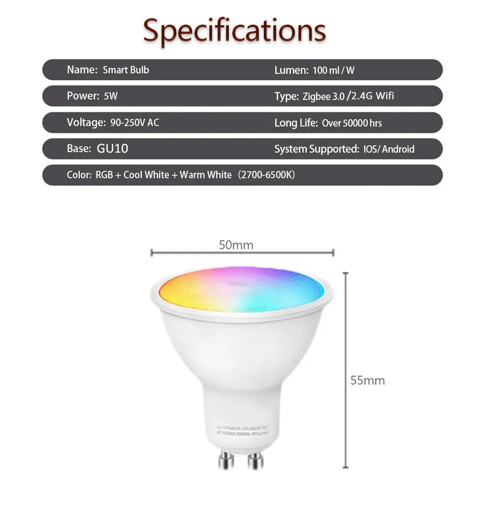 Smart WiFi Zigbee Dimmable LED Bulb for Home Automation - Smarsty