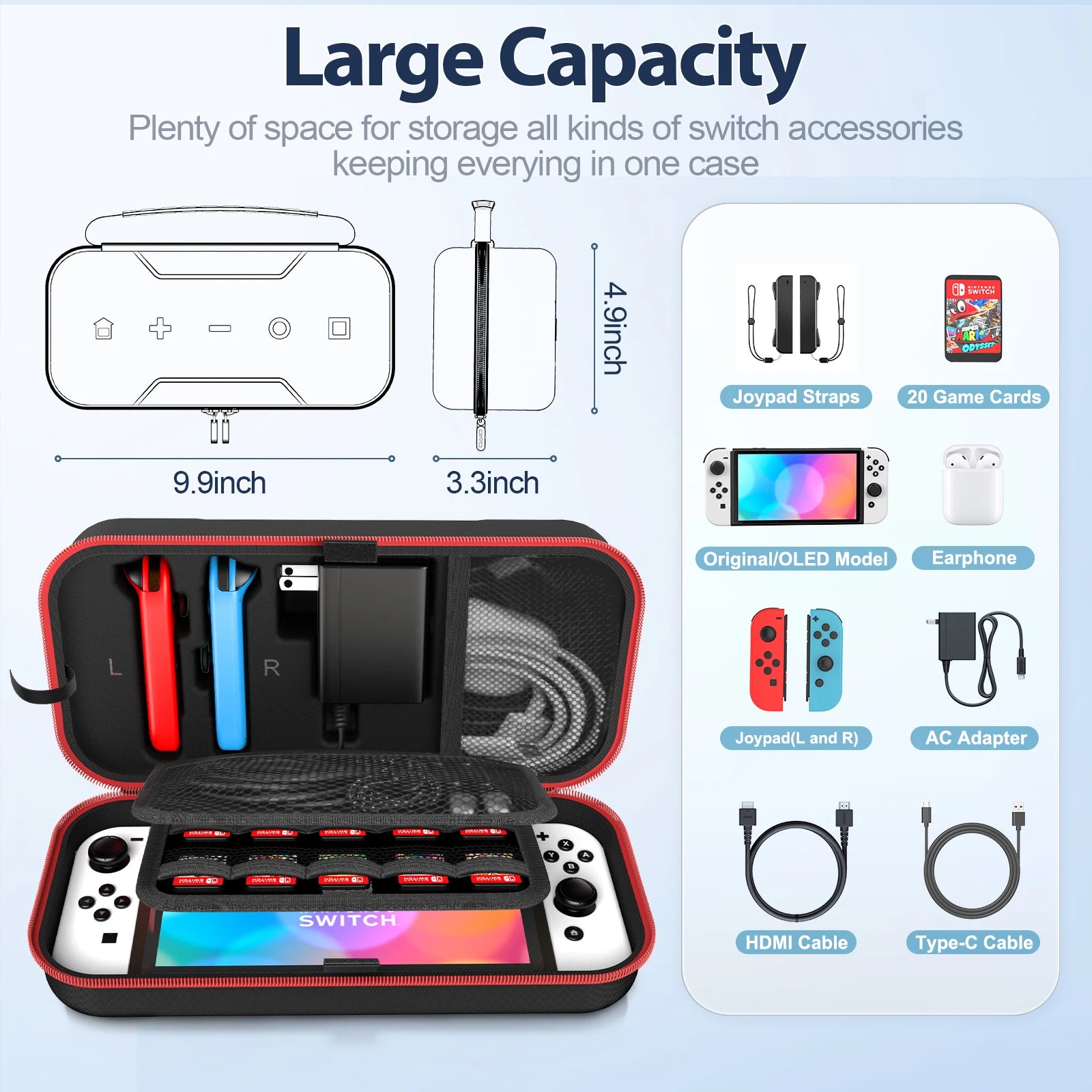 OIVO Large Storage Bag for Nintendo Switch Protection - Smarsty