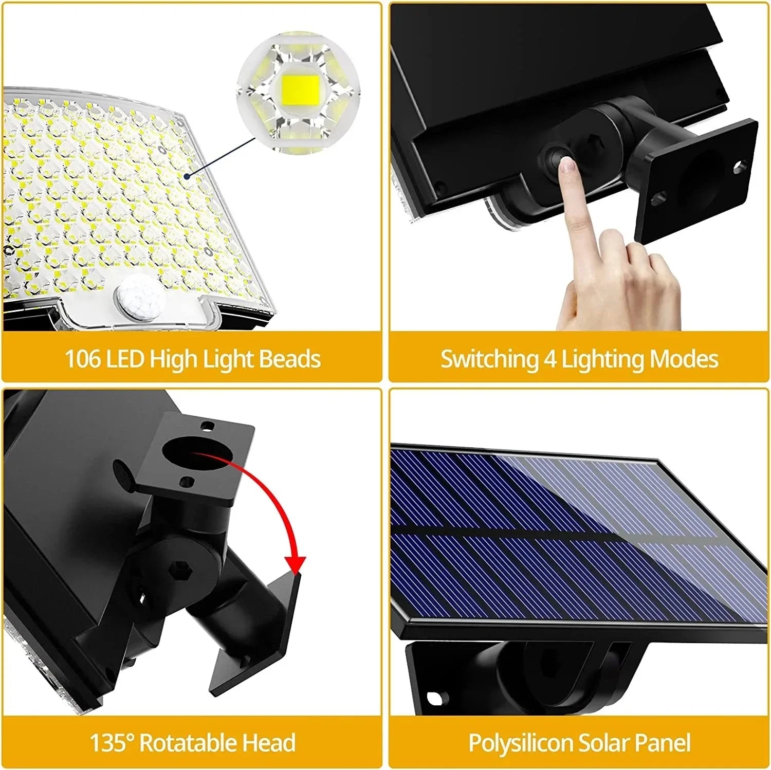 Solar Powered LED Wall Lights with Human Body Sensor - Smarsty