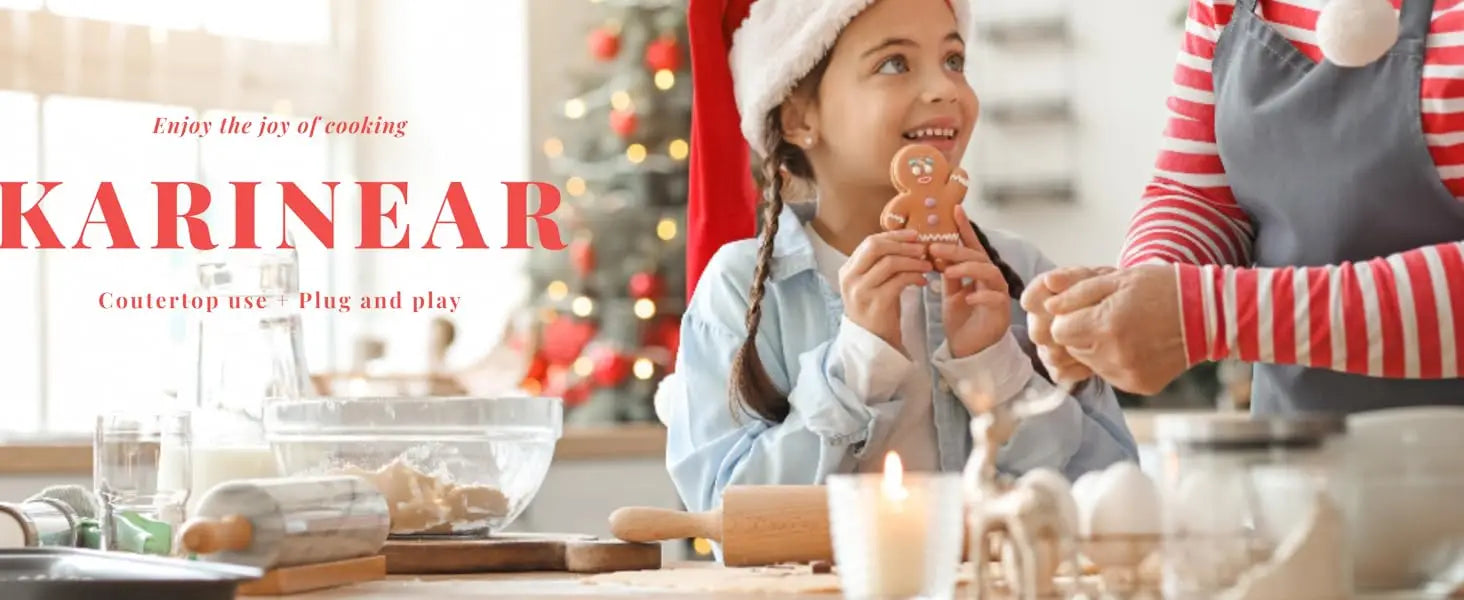 Karinear Ceramic hob 1 Zone Portable with Gummifüße, 650°C Max, 36CM, 220-240V Plug, Anti-scald Handle,2000W, Timer, Safety Lock