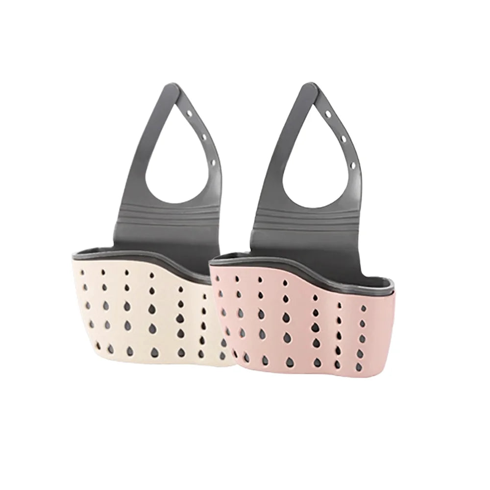 Home Storage Drain Basket Kitchen Sink Holder Adjustable Soap Sponge Shlf Hanging Drain Basket Bag Kitchen Accessories by Smarsty