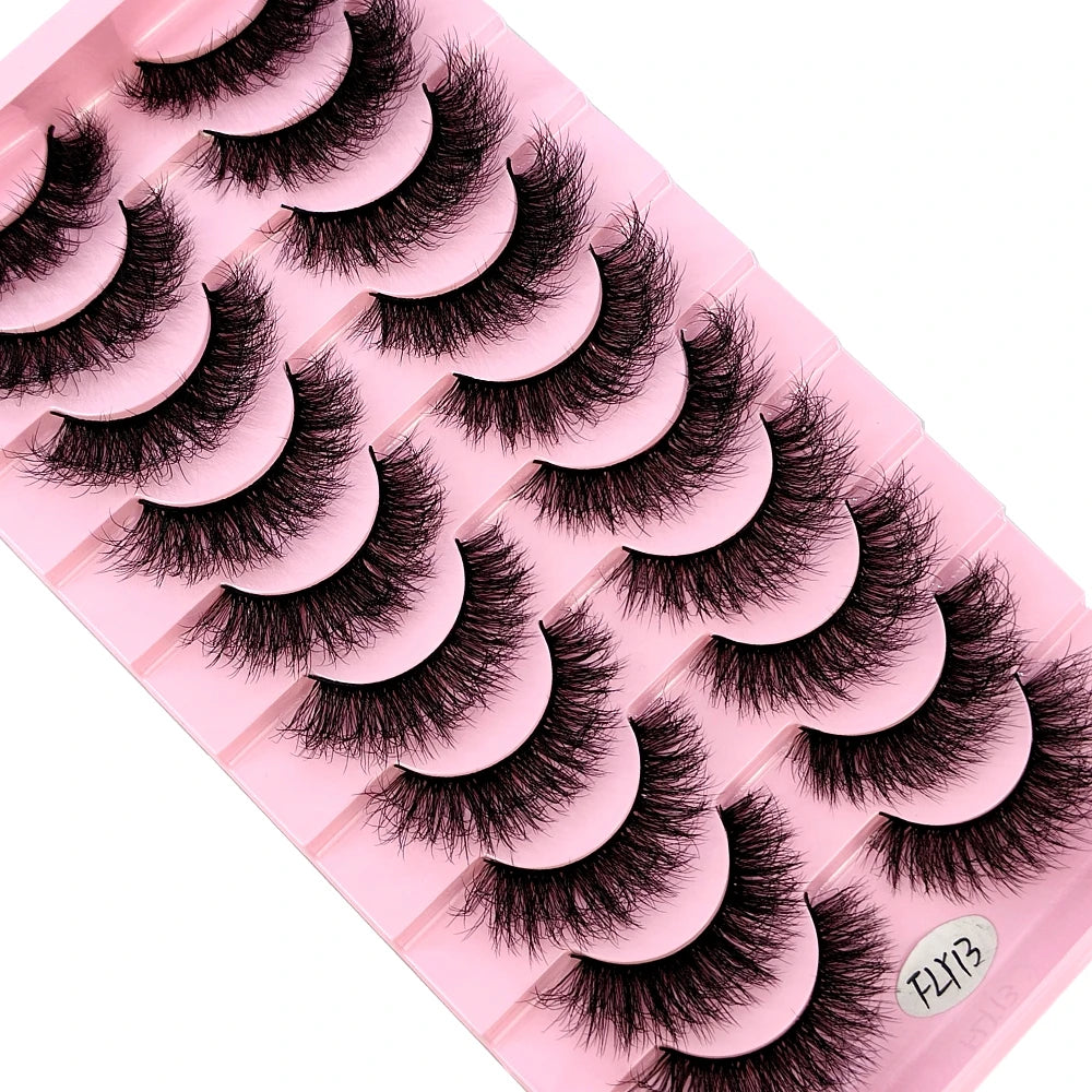 10 Pairs Handmade Faux Mink Eyelashes for Natural Look - Smarsty