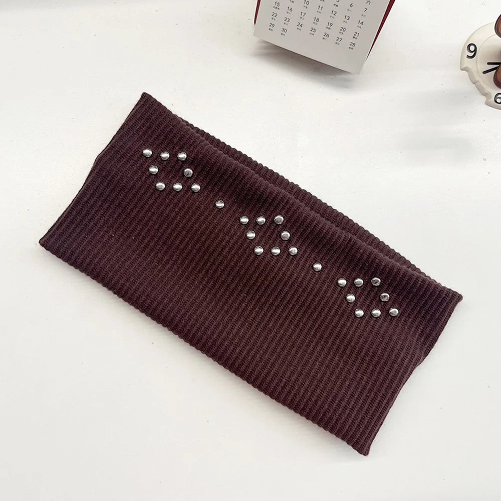 Punk Grunge Wide Elastic Headband Stretchy Metal Look - Smarsty