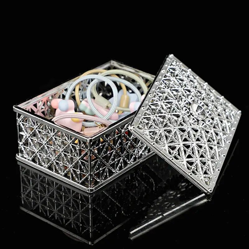 Mini Silver Jewelry Box Set with Flower Design - Smarsty