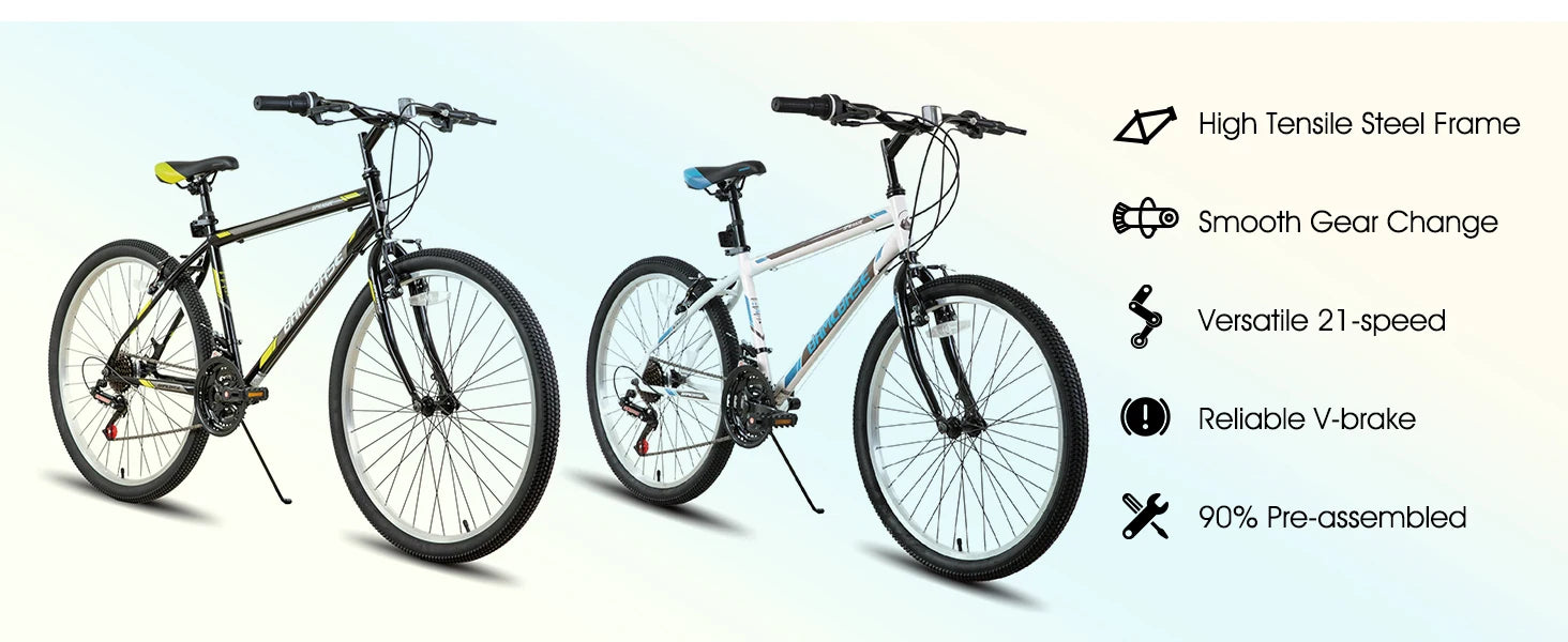 Hiland 24 26 inch Mountain Bike for Men Women, 21 Speeds High-Carbon Steel Frame, Sport Cycling MTB Bicycle for Adult